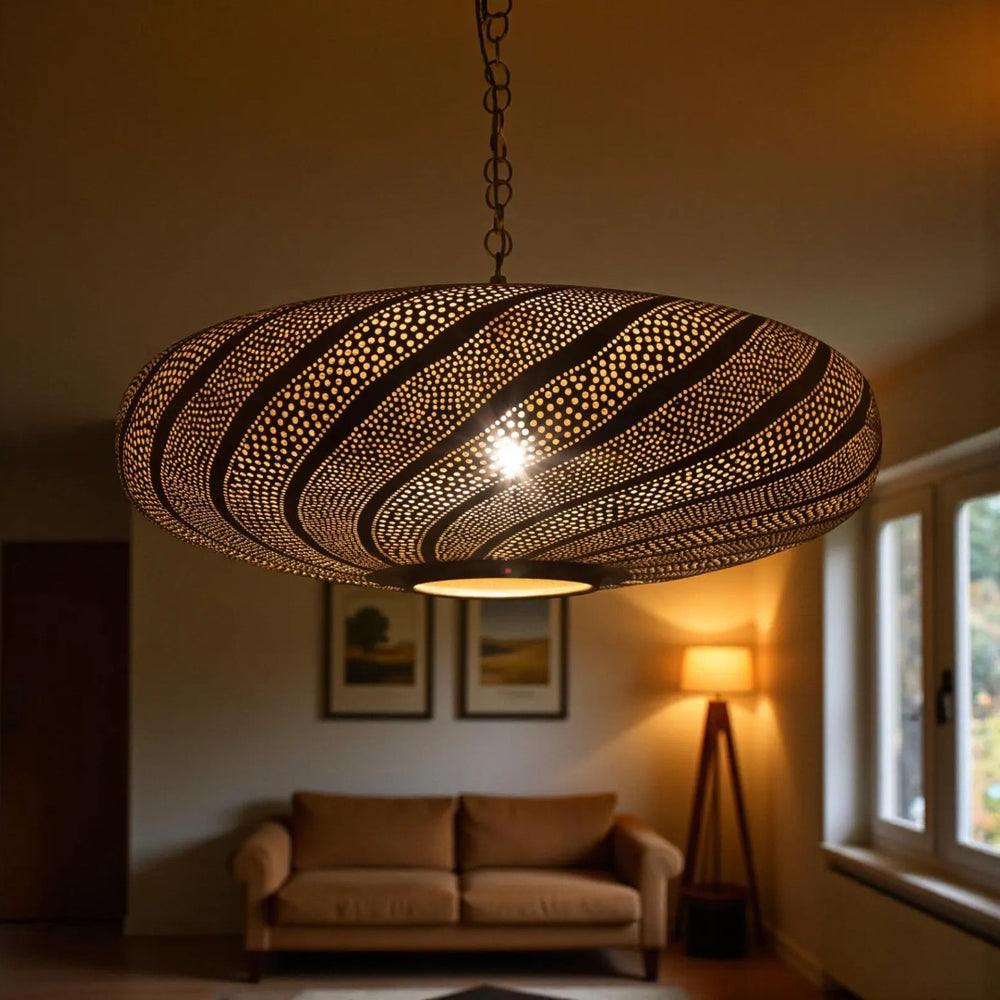 Handcrafted Brass Pendant Light – Moroccan Artisan Ceiling Lamp - Northgrove Partners