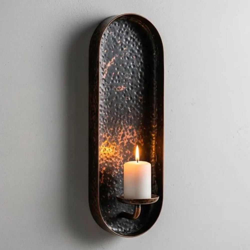 Aged Copper Wall Candle Holders Set of 2 – Moroccan Sconces - Northgrove Partners