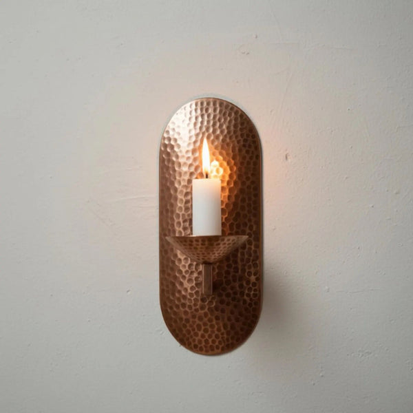 Handcrafted Copper Wall Candle Sconce – Moroccan Artisan Holder