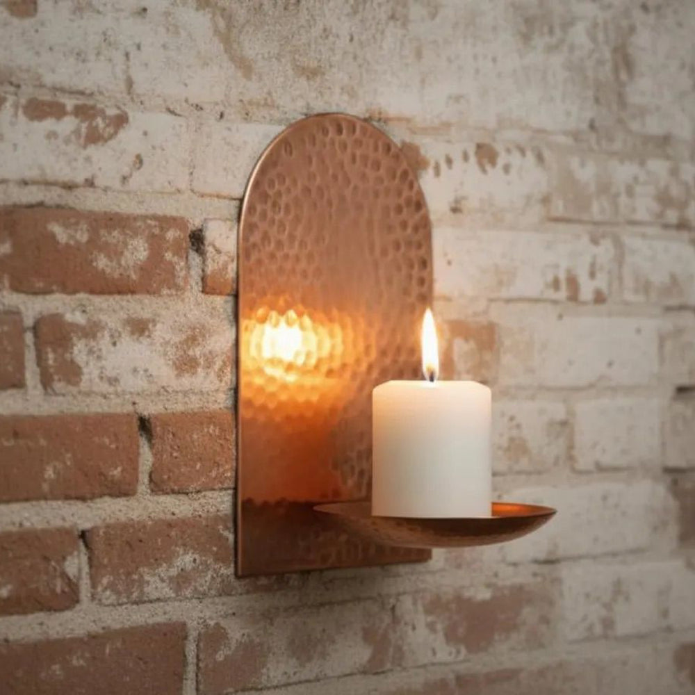 Handcrafted Copper Wall Candle Sconce – Moroccan Hammered Holder - Northgrove Partners
