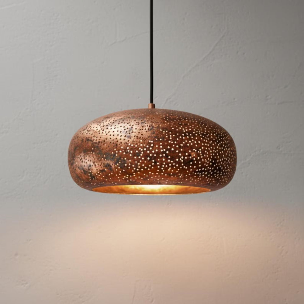 Handcrafted Hammered Brass Pendant Light – Industrial Rustic Ceiling Lamp - Northgrove Partners