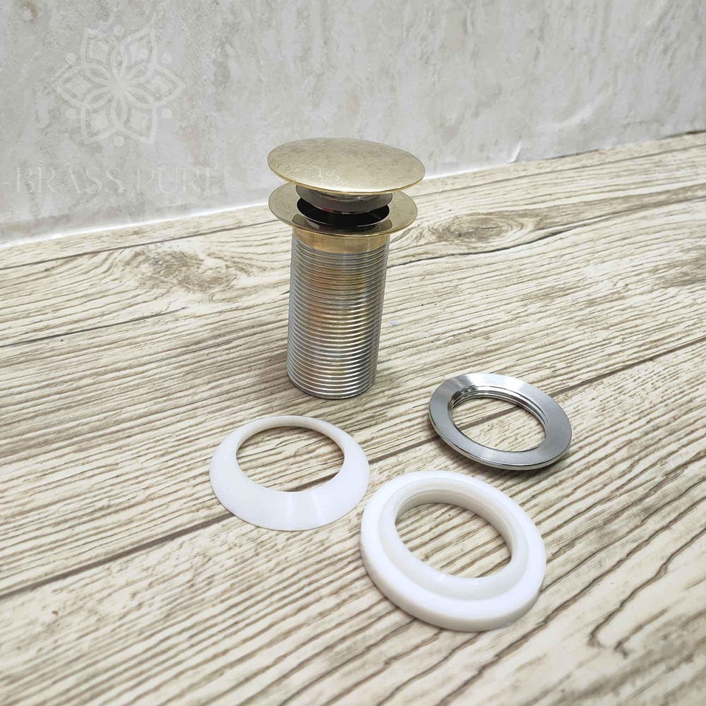 Brass Drain Push Up Sink Drain - Unlacquered Solid Brass - Northgrove Partners