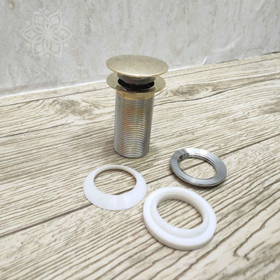 Brass Drain Push Up Sink Drain - Unlacquered Solid Brass