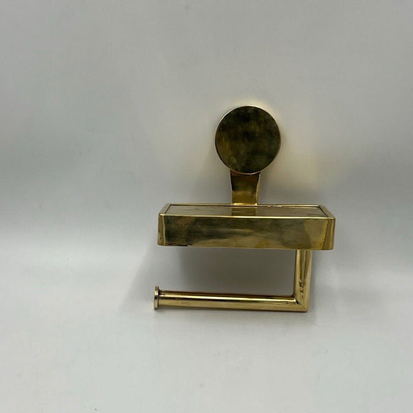 Brass Toilet Paper Holder With Shelf - Unlacquered Solid Brass
