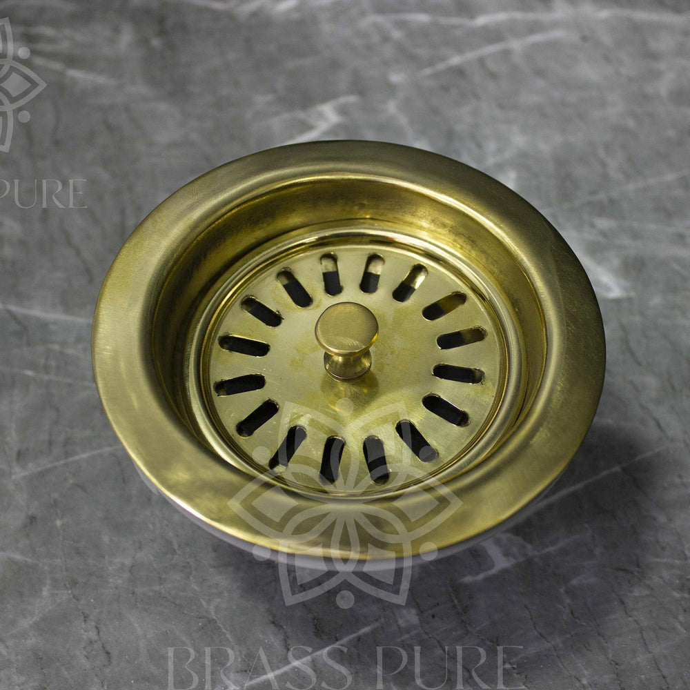 Unlacquered Brass Strainer Sink - Unlacquered Solid Brass - Northgrove Partners
