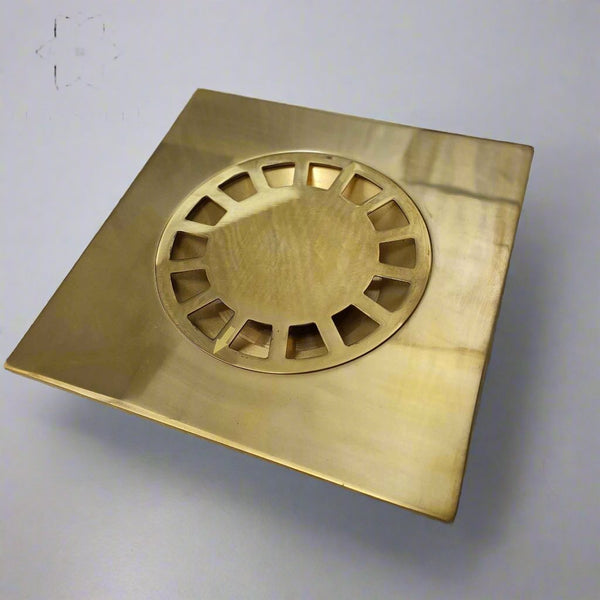 Unlaqauerd Brass Floor Drain - Square Shower Drain - Unlacquered Solid Brass