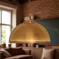 Handcrafted Brass Dome Pendant Light – Moroccan Engraved Ceiling Lamp - Northgrove Partners