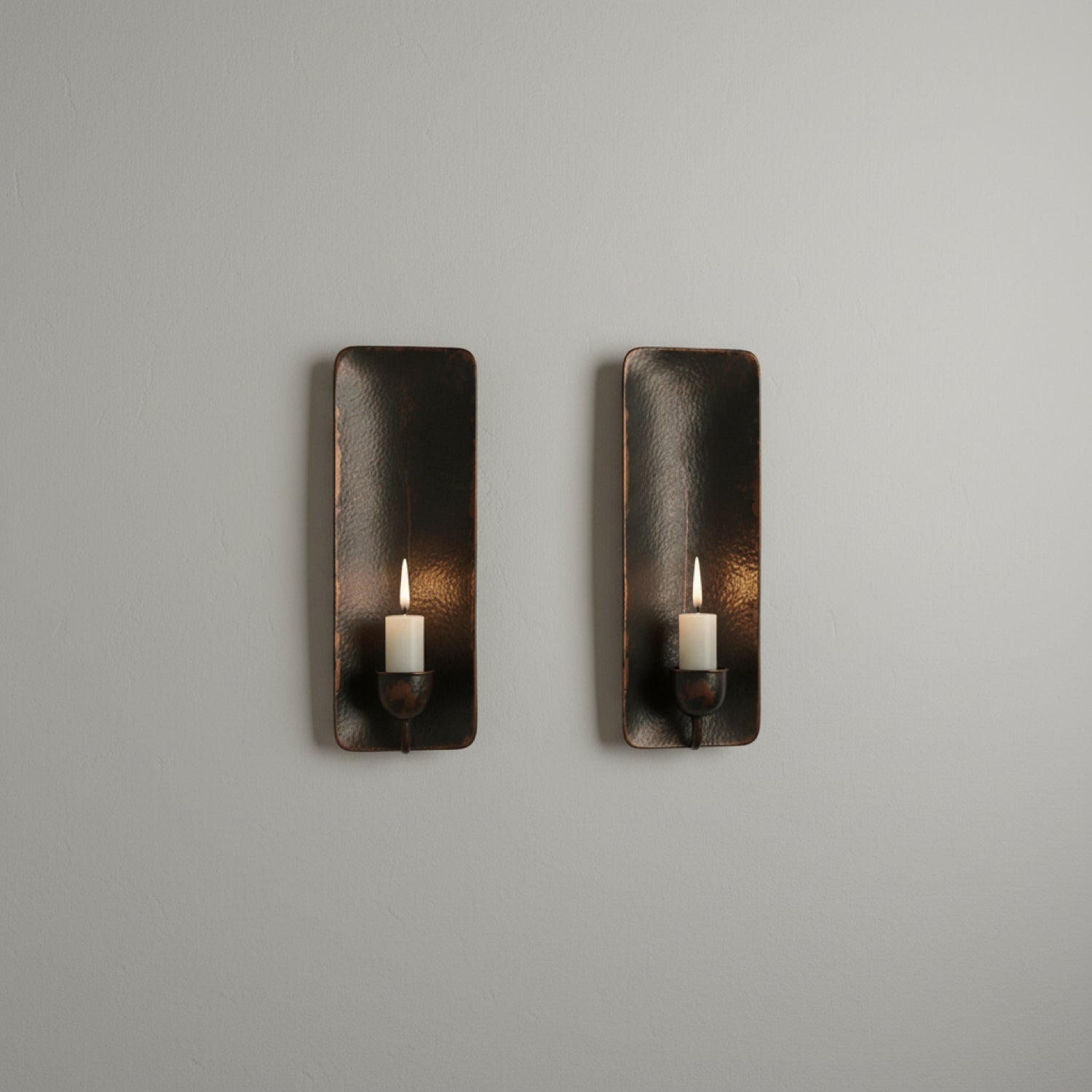 Handcrafted Aged Copper Wall Candle Sconce – Moroccan Artisan Holder