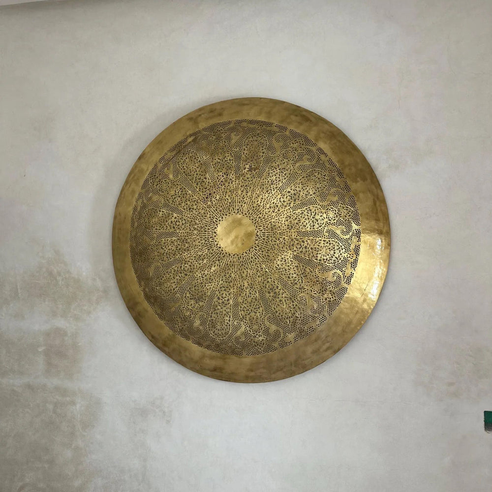 Handcrafted Round Brass Wall Light – Moroccan Engraved Sconce - Northgrove Partners