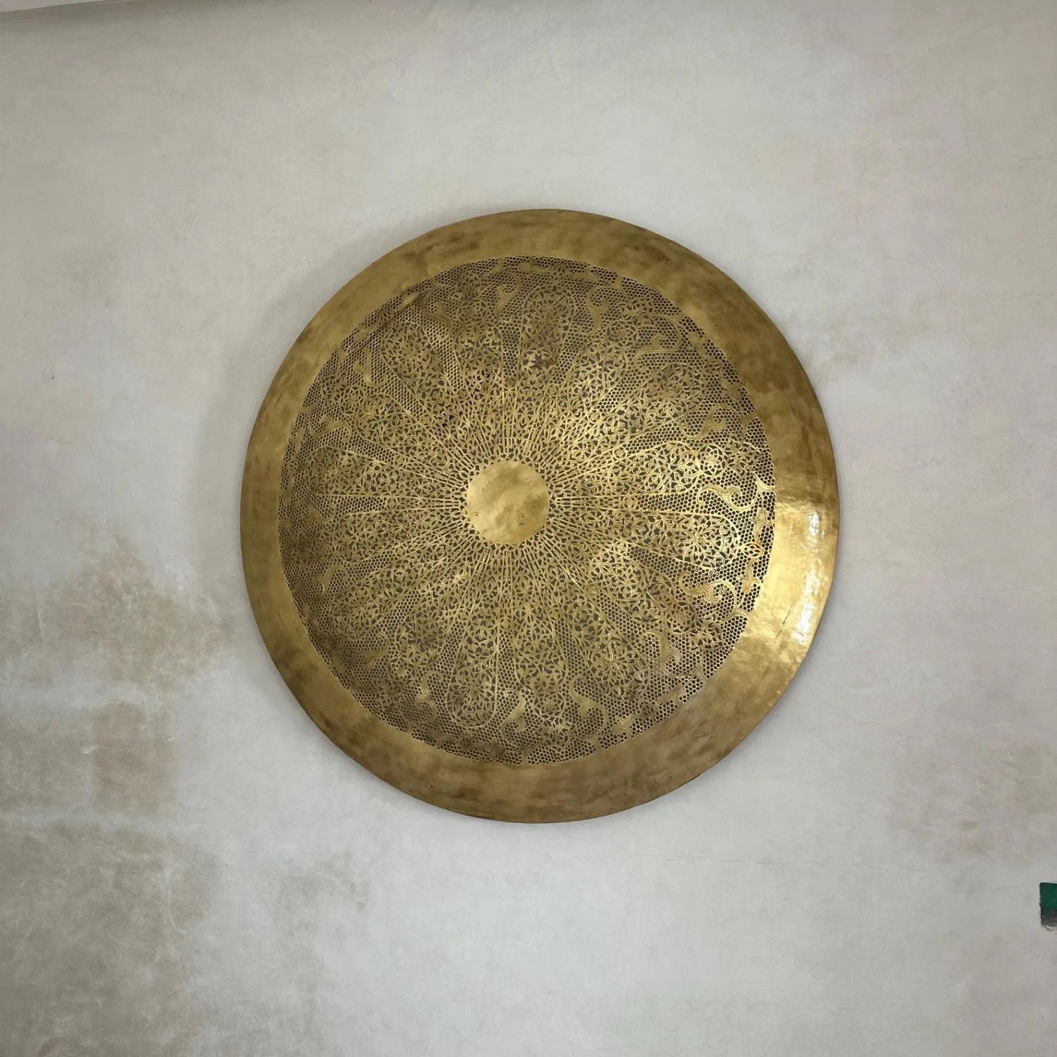 Handcrafted Round Brass Wall Light – Moroccan Engraved Sconce