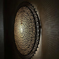 Handcrafted Round Brass Wall Light – Moroccan Engraved Sconce - Northgrove Partners