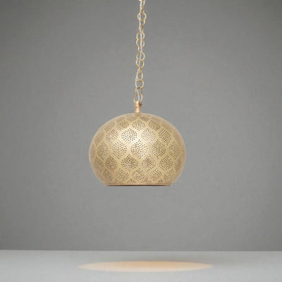 Handcrafted Brass Pendant Lamp – Moroccan Engraved Ceiling Light - Northgrove Partners