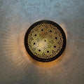 Handcrafted Round Brass Sconce – Engraved Moroccan Wall Light - Northgrove Partners