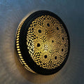 Handcrafted Round Brass Sconce – Engraved Moroccan Wall Light - Northgrove Partners