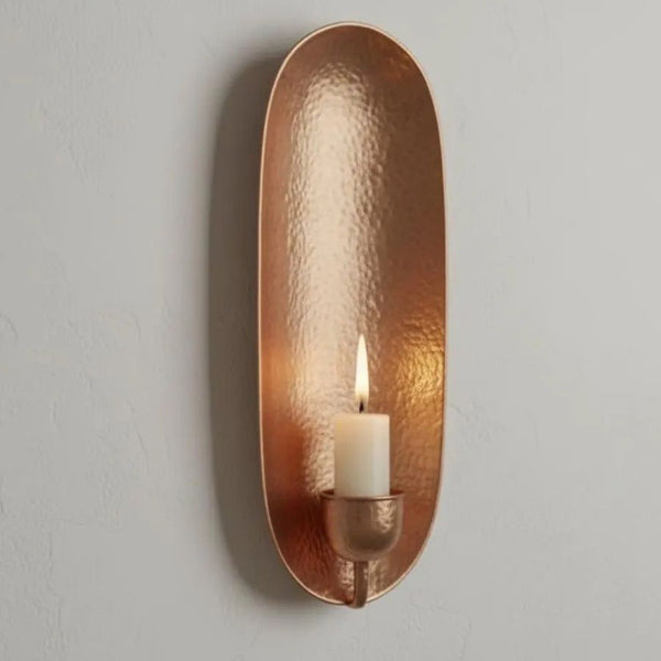 Handcrafted Copper Wall Candle Sconce – Moroccan Hammered Holder