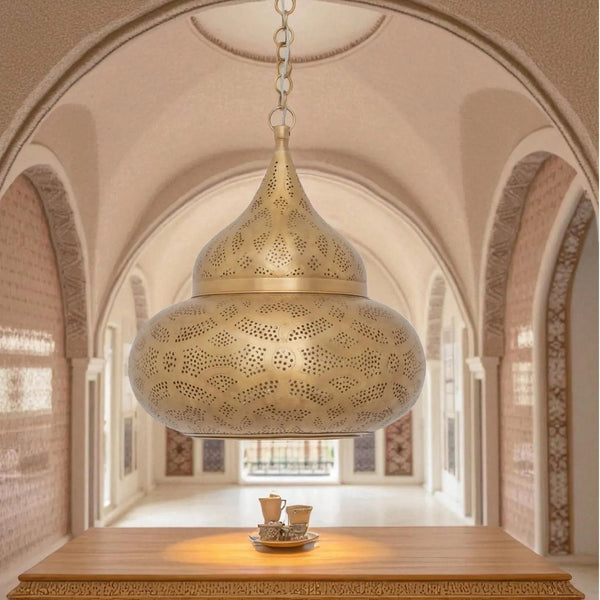 Moroccan Brass Pendant Light – Handcrafted Engraved Ceiling Lamp