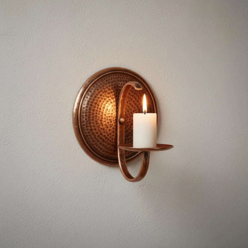 Handcrafted Copper Candle Sconce – Moroccan Rustic Wall Decor - Northgrove Partners