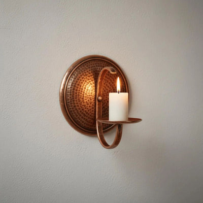 Handcrafted Copper Candle Sconce – Moroccan Rustic Wall Decor - Northgrove Partners