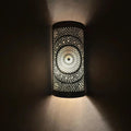 Handcrafted Cylindrical Brass Wall Lamp – Moroccan Filigree Sconce - Northgrove Partners