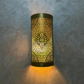 Handcrafted Cylindrical Brass Wall Sconce – Moroccan Filigree Light - Northgrove Partners