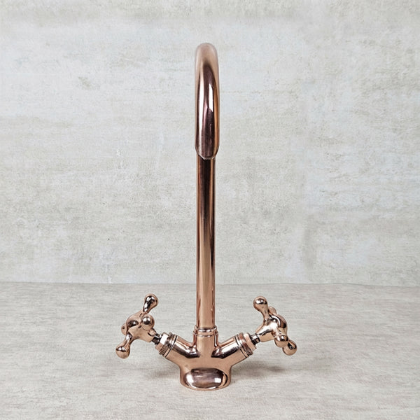 Solid Brass Copper Gooseneck Vessel Sink Bathroom Faucet