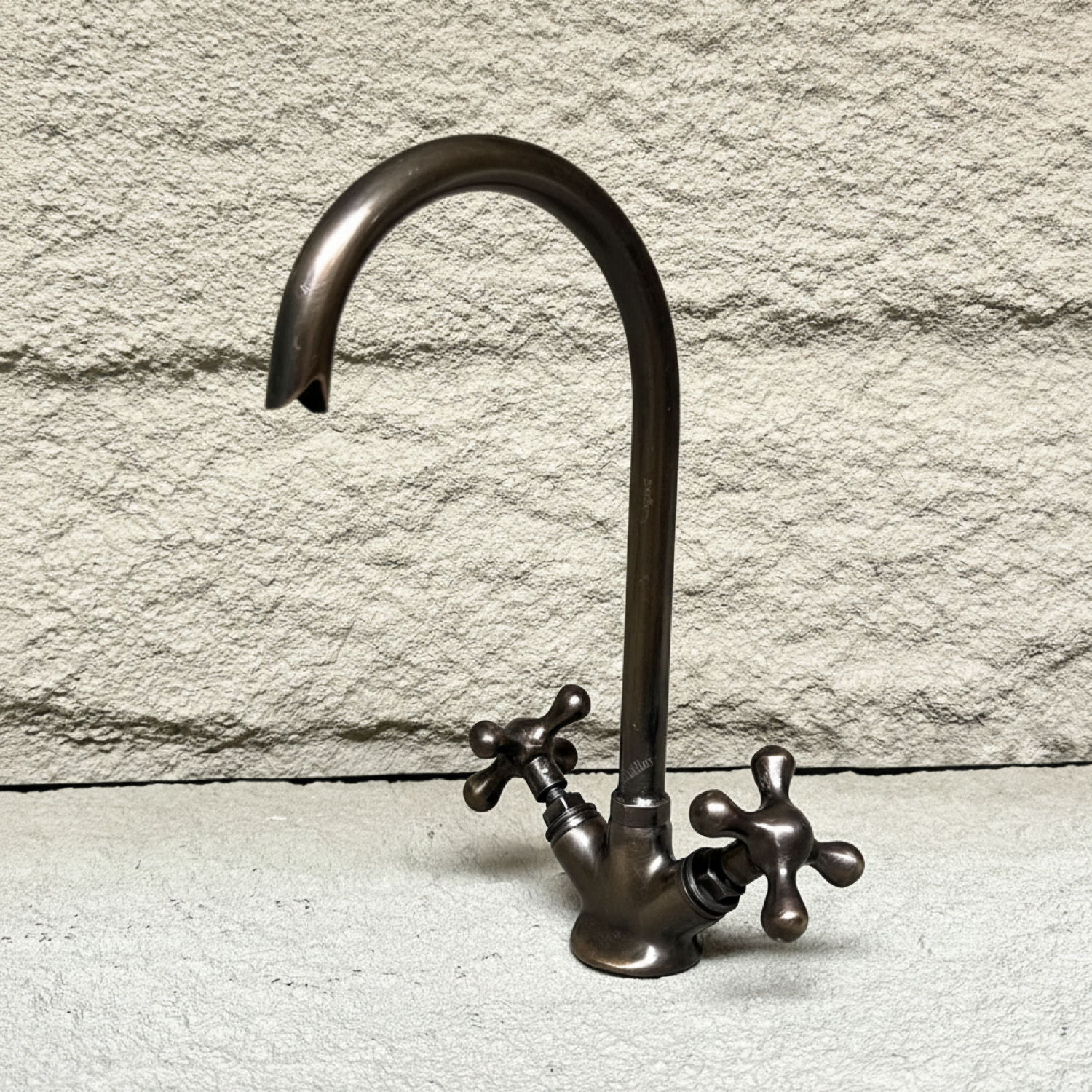 Solid Brass Aged Bronze Gooseneck Bathroom Faucet