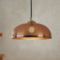 Handcrafted Hammered Copper Dome Pendant Light – Moroccan Ceiling Lamp - Northgrove Partners