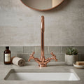 Copper Gooseneck Bathroom Faucet – Solid Brass Basin Tap - Northgrove Partners