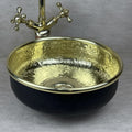 Hammered Brass Vessel Bathroom Sink – Black Round Basin - Northgrove Partners