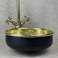 Hammered Brass Vessel Bathroom Sink – Black Round Basin - Northgrove Partners