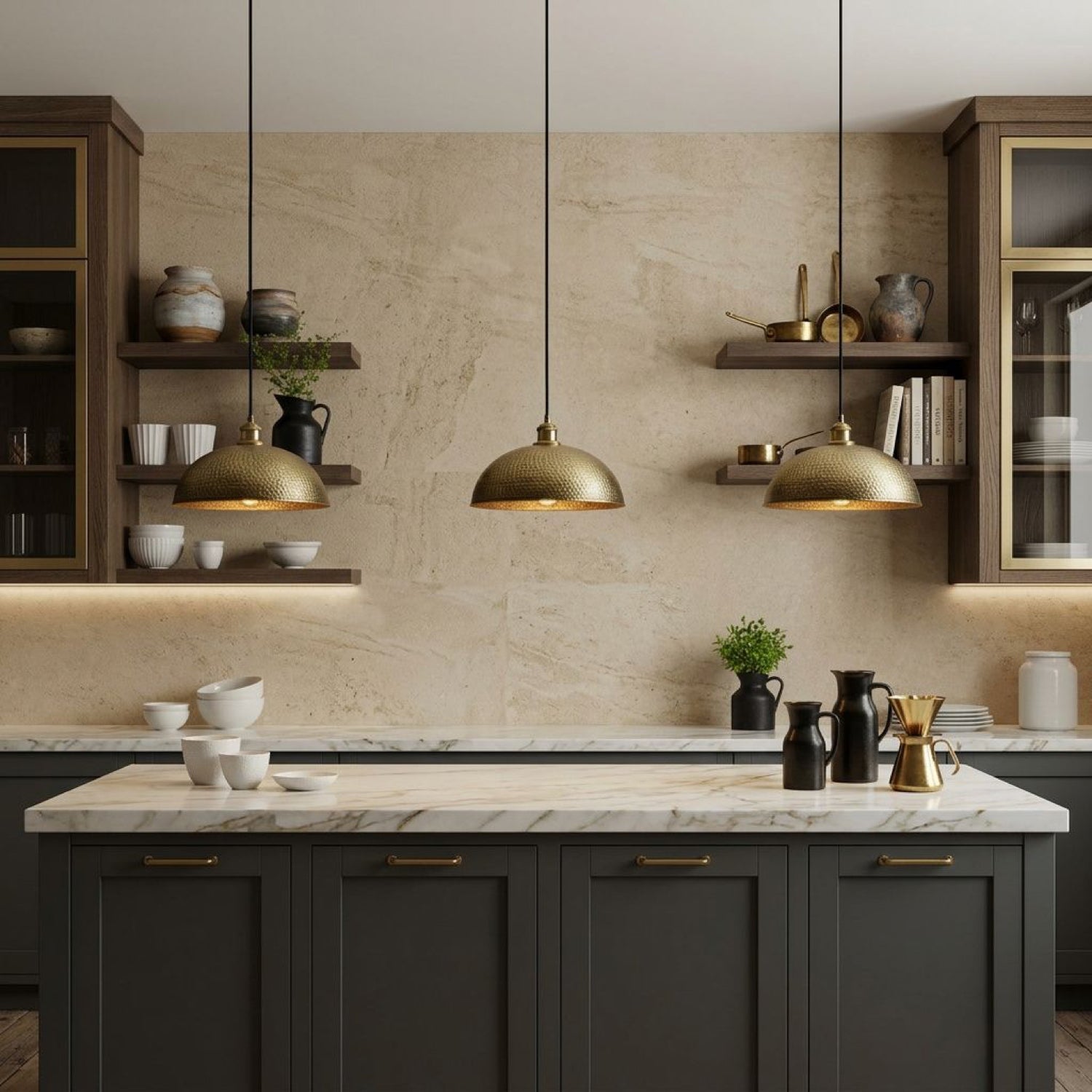 Handcrafted Hammered Brass Pendant Light – Industrial Rustic Ceiling Lamp - Northgrove Partners