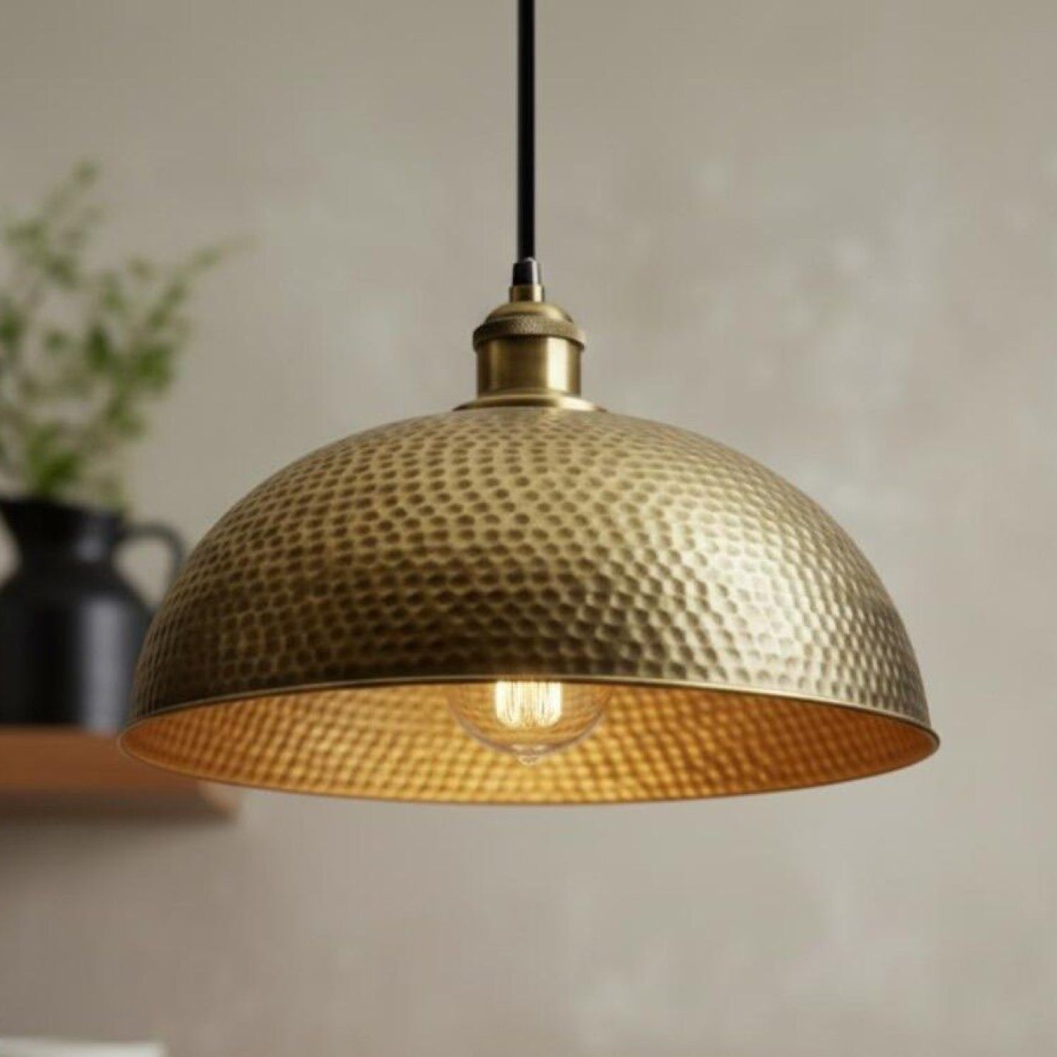 Handcrafted Hammered Brass Pendant Light – Industrial Rustic Ceiling Lamp - Northgrove Partners