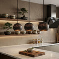 Handcrafted Copper Sphere Pendant Light – Dark Patina Ceiling Lamp - Northgrove Partners