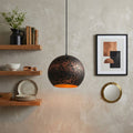 Handcrafted Copper Sphere Pendant Light – Dark Patina Ceiling Lamp - Northgrove Partners