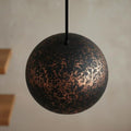 Handcrafted Copper Sphere Pendant Light – Dark Patina Ceiling Lamp - Northgrove Partners