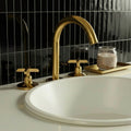 Handcrafted Widespread Brass Bathroom Faucet – Cross Handle Tap - Northgrove Partners