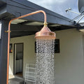 Luxury Unlacquered Solid Copper Outdoor Shower with Rainfall Head - Northgrove Partners