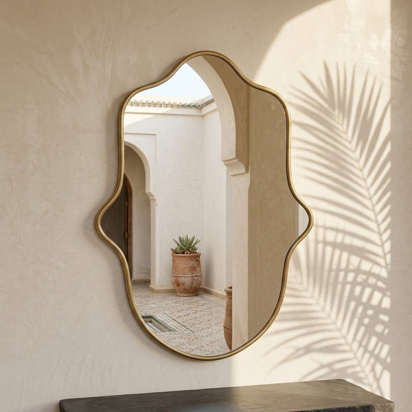 The Hamsa - Hand-Forged Solid Unlacquered Brass Mirror