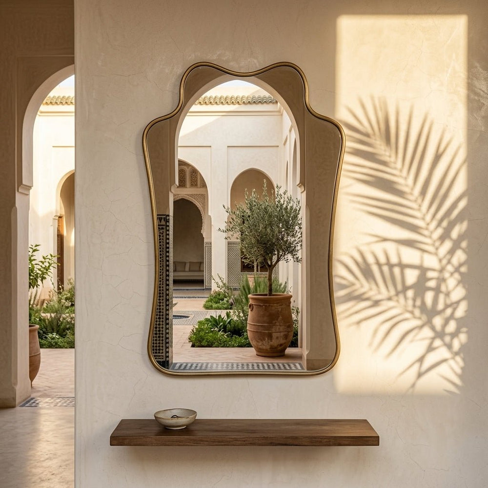 The Gate - Hand - Forged Solid Unlacquered Brass Mirror - Northgrove Partners