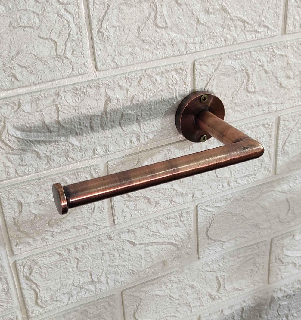 Bathroom Toilet Paper Holder Brushed Copper - Unlacquered Solid Brass - Northgrove Partners