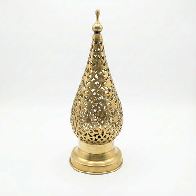 Brass Bedside Lamp — Hand-Pierced Moroccan Table Light