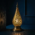 Brass Bedside Lamp — Hand-Pierced Moroccan Table Light - Northgrove Partners