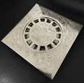 Engraved Silver Floor drain - Unlacquered Solid Brass - Northgrove Partners