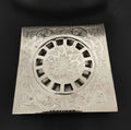 Engraved Silver Floor drain - Unlacquered Solid Brass - Northgrove Partners