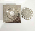 Engraved Silver Floor drain - Unlacquered Solid Brass - Northgrove Partners