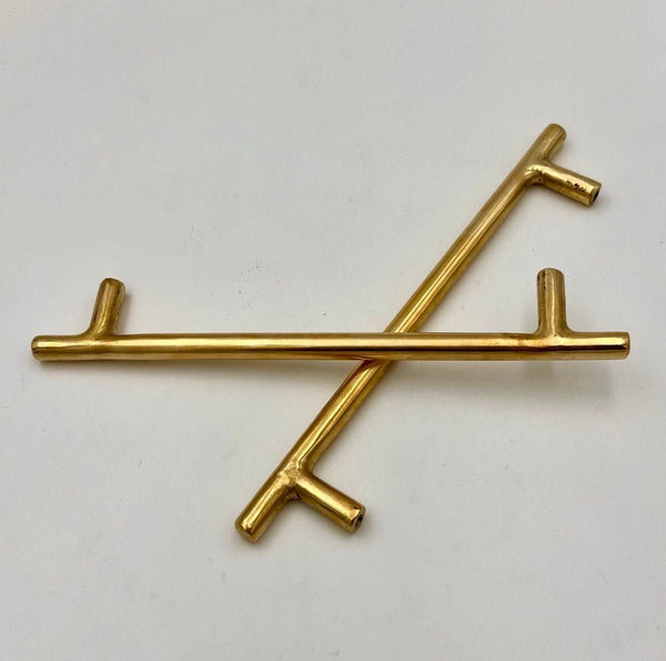 Handmade Brass Cabinet Pulls - Unlacquered Solid Brass