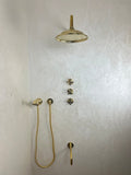 Unlacquered Brass Shower Set — Showerhead, Handheld & Tub Faucet - Northgrove Partners