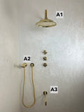 Unlacquered Brass Shower Set — Showerhead, Handheld & Tub Faucet - Northgrove Partners