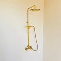 Unlacquered Brass Shower System — Rainfall Showerhead with Handheld - Northgrove Partners