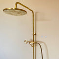 Unlacquered Brass Shower System — Rainfall Showerhead with Handheld - Northgrove Partners